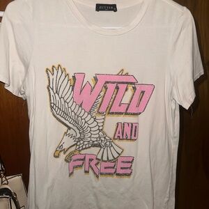 Zutter White Graphic Tee with Pink and Gold Design